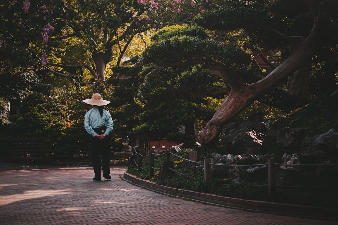 person meditating in peaceful garden