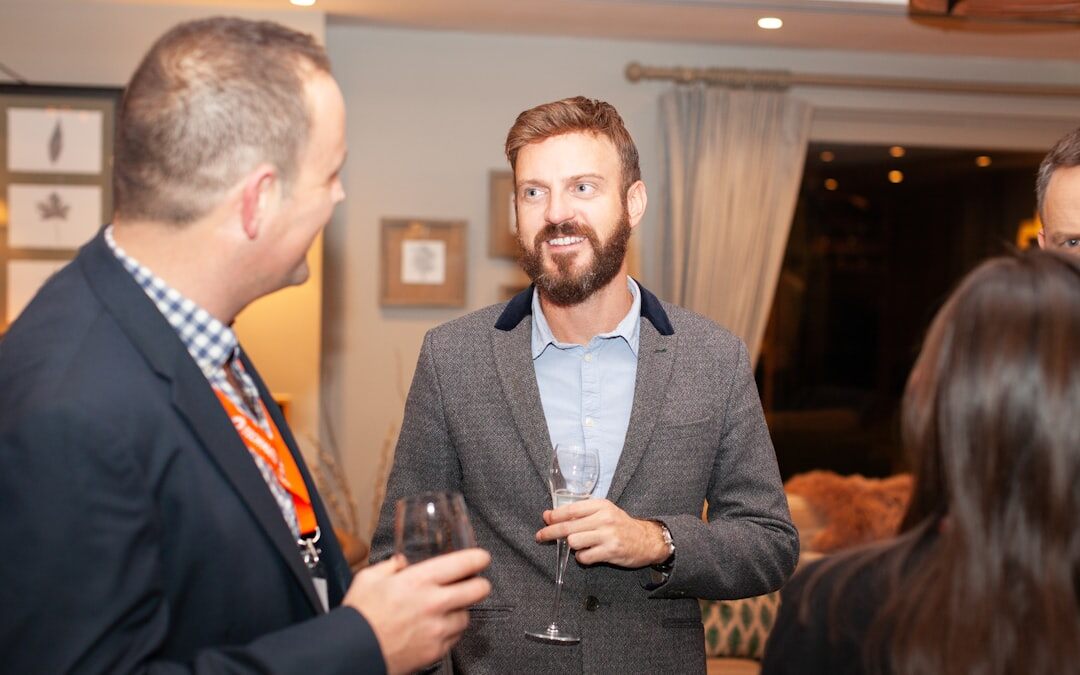 man networking at event