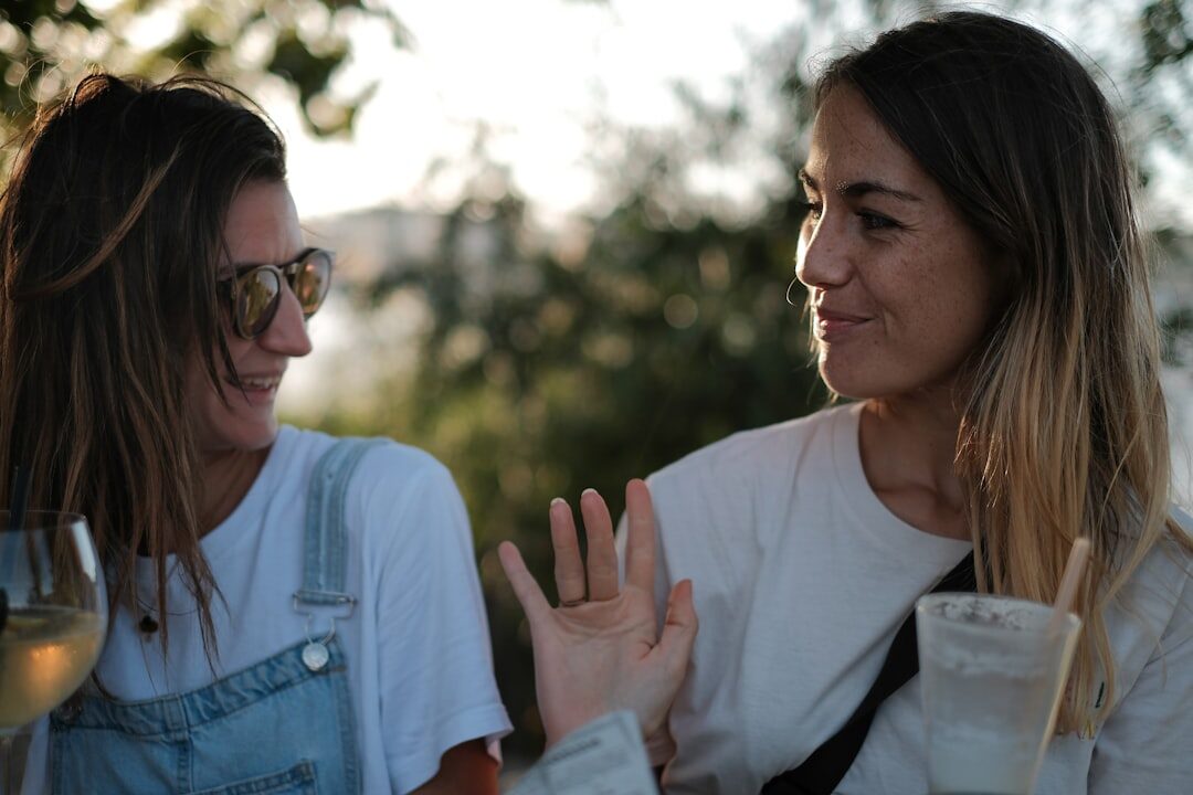 two friends having deep conversation